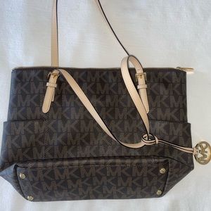 Michael kors large monogram brown tote bag